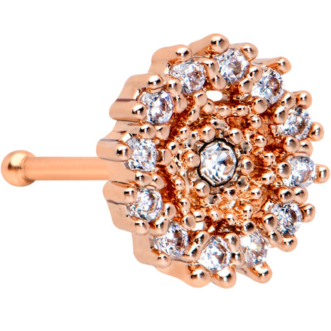 20G 1/4 Clear CZ Gem Rose Gold Tone Geometric Web Nose Bone