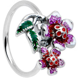 20G 5/16 Red Purple Flower in Flower Nose Hoop