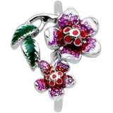 20G 5/16 Red Purple Flower in Flower Nose Hoop