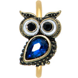 20G 5/16 Blue Gem Gold Tone Wide Eyed Owl Nose Hoop