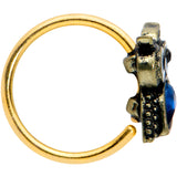 20G 5/16 Blue Gem Gold Tone Wide Eyed Owl Nose Hoop