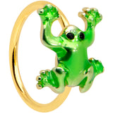 20G 5/16 Gold Tone Green Tree Frog Nose Hoop