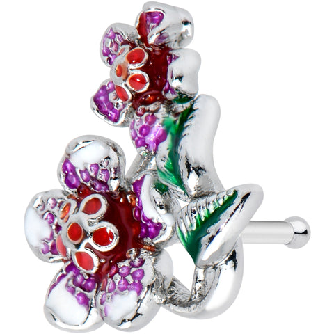 20G 1/4 Red Purple Flower in Flower Nose Bone