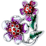 20G 1/4 Red Purple Flower in Flower Nose Bone