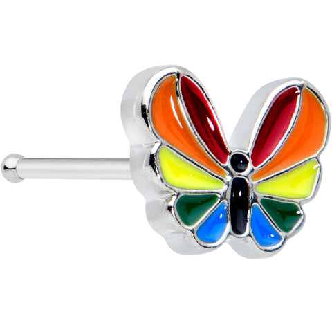 20G 1/4 Pride Rainbow Stripes Butterfly Nose Bone