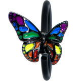 20G 5/16 Black Rainbow Pride Butterfly Nose Hoop