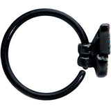 20G 5/16 Black Rainbow Pride Butterfly Nose Hoop