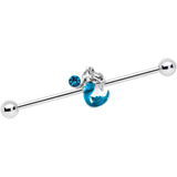 14G Blue Gem Blue Mermaid Industrial Barbell 38mm