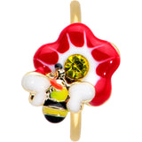 20G 5/16 Yellow Gem Gold Tone Queen Bee Flower Nose Hoop