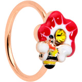 20G 5/16 Yellow Gem Rose Gold Tone Queen Bee Flower Nose Hoop