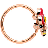 20G 5/16 Yellow Gem Rose Gold Tone Queen Bee Flower Nose Hoop