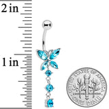 Blue CZ Gem Open Wing Butterfly Dangle Belly Ring