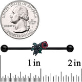 14G Black Skeleton Flower Halloween Industrial Barbell 38mm