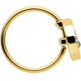 20G 5/16 Green Gem Gold Tone Pot Leaf Circle Nose Hoop