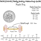 14G 9/16 Pink Rose Quartz Gold Tone Claw Barbell Nipple Ring Set