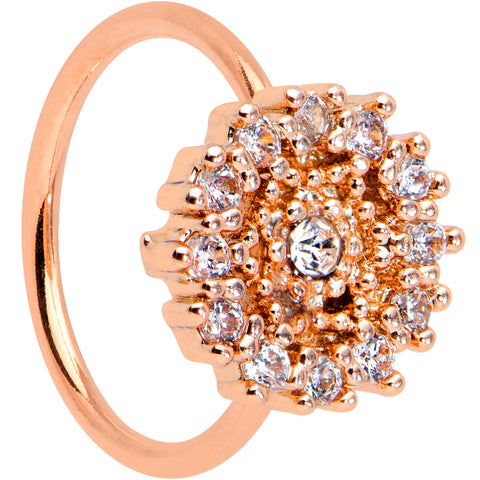20G 5/16 Clear CZ Gem Rose Gold Tone Geometric Web Nose Hoop