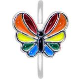 20G 5/16 Pride Rainbow Stripes Butterfly Nose Hoop
