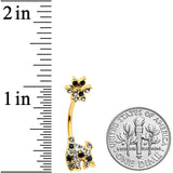 Clear Black Gem Gold Tone Decadent Deer Belly Ring