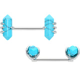 14G 9/16 Turquoise Stone Obelisks Barbell Nipple Ring Set