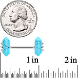 14G 9/16 Turquoise Stone Obelisks Barbell Nipple Ring Set