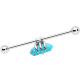 14G Blue Turquoise Claw Industrial Barbell 38mm