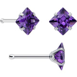20G 1/4 Purple Gem Square Nose Bone Set of 6
