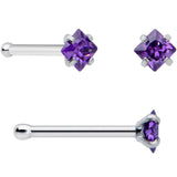 20G 1/4 Purple Gem Square Nose Bone Set of 6