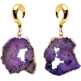 2G Gold Tone Purple Druzy Stone Curved Taper Ear Weights