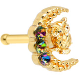 20G 1/4 Aurora Gem Gold Tone Owl In Moon Nose Bone
