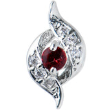 20G 1/4 Clear Red Gem Swirling Oval Nose Bone