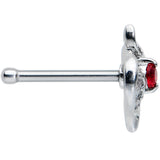 20G 1/4 Clear Red Gem Swirling Oval Nose Bone