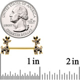 14G 9/16 Black Gem Gold Tone Decadent Deer Nipple Ring Set