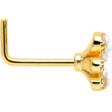 20G 1/4 Clear Gem Gold Tone Stylish Splat L Shape Nose Ring