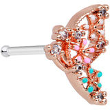 20G 1/4 Clear CZ Gem Rose Gold Tone Abstract Butterfly Nose Bone