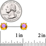 14G 9/16 Orange Gem Simply Elegant Barbell Nipple Ring Set