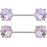 14G 9/16 Pink Gem Simply Elegant Barbell Nipple Ring Set