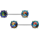 14G 9/16 Vitrail Gem Simply Elegant Barbell Nipple Ring Set