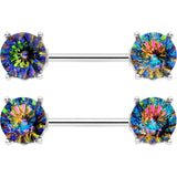 14G 9/16 Vitrail Gem Simply Elegant Barbell Nipple Ring Set