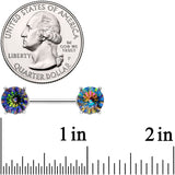 14G 9/16 Vitrail Gem Simply Elegant Barbell Nipple Ring Set