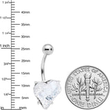 Clear Gem Big Heart Valentines Belly Ring