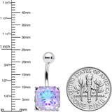 Aurora Gem Square Stylish Elegance Mandala Flower Belly Ring