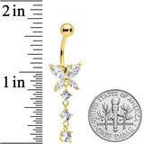 Clear CZ Gem Gold Tone Open Wing Butterfly Dangle Belly Ring