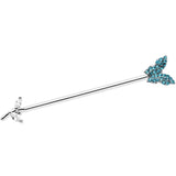 14G Clear Blue CZ Gem Branch Butterfly Industrial Barbell 38mm