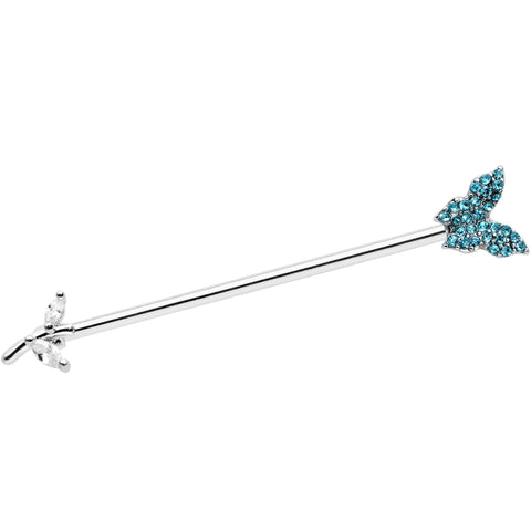 14G Clear Blue CZ Gem Branch Butterfly Industrial Barbell 38mm