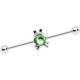 14G Black Green Gem Fancy Frog Industrial Barbell 38mm