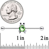 14G Black Green Gem Fancy Frog Industrial Barbell 38mm