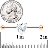 14G Clear Rose Gold Tone Heart Valentine Industrial Barbell 38mm