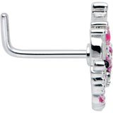 20G 7mm Textured in Pink Butterfly L Shape Nose Ring