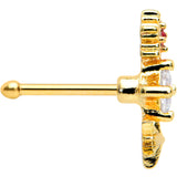 20G 1/4 Clear Red Gem Gold Tone Star Snowflake Nose Bone