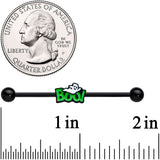 14G Black Green Boo Ghost Halloween Industrial Barbell 38mm